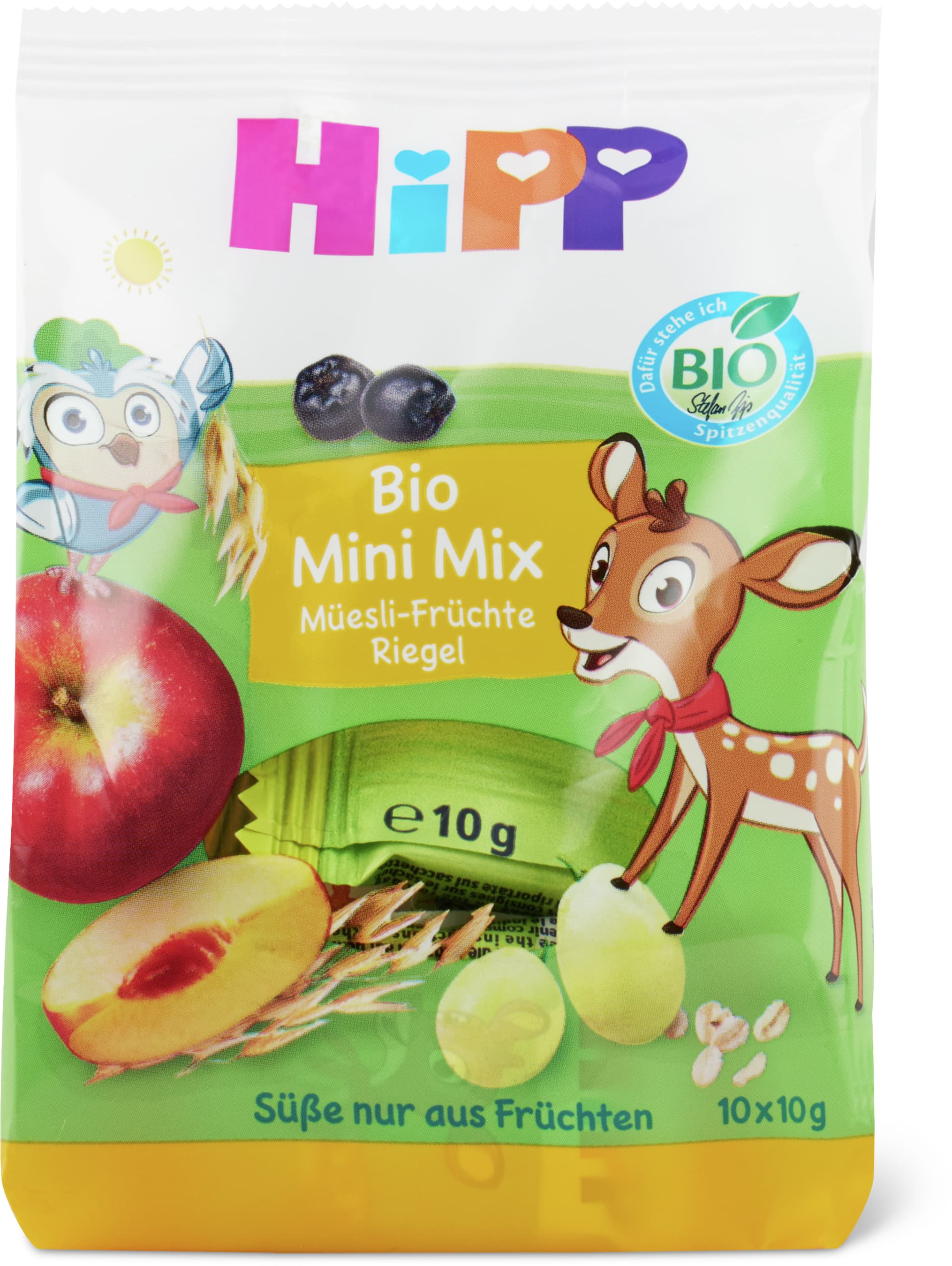 Hipp Barres aux fruits et muesli Mini Mix Bio, dès 3 ans 10x10g